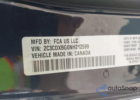 2022 Dodge Charger Sxt Rwd из США, поврежденный, VIN 2C3CDXBG0NH212599